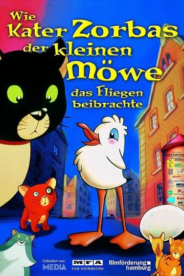 Poster Wie Kater Zorbas der kleinen Möwe Lucky das Fliegen beibrachte